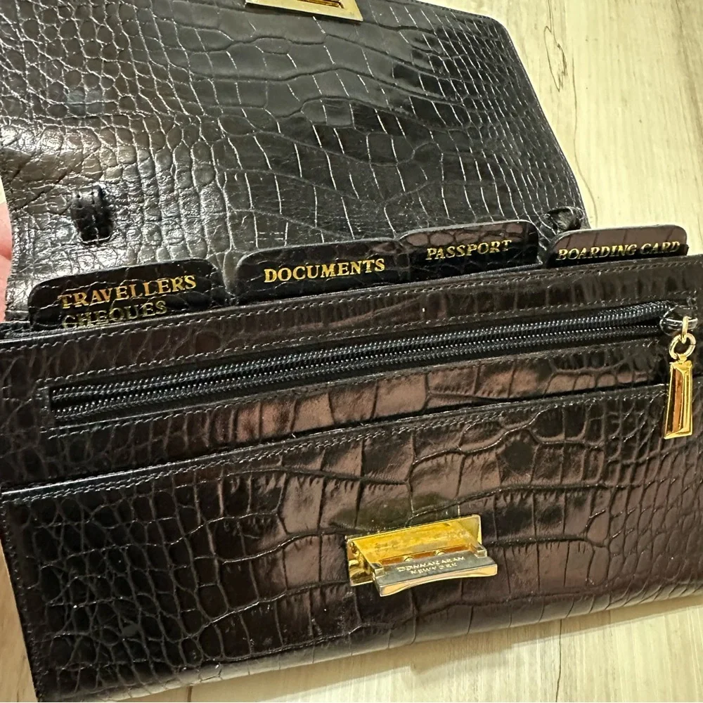 Vintage‎ 90’s Donna Karan New York Travel Organizer Wallet in Crocodile Leather